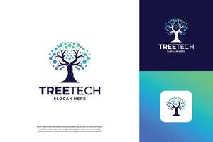 Tree tech logo design. Logo to visualize the growth of technology vector