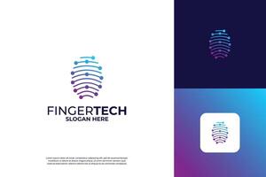 advanced fingerprint security system technology logo design vector