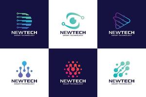 Dot connection logo design for technology symbol vector