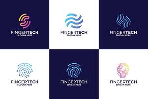 Collections of Security system logo design with fingerprint concept vector