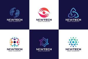 Set of connection technology logo design. Circuit tech logo vector