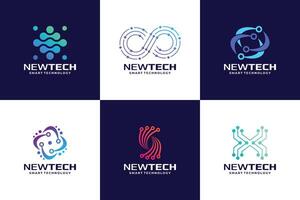 Set of Abstract technology logo design vector