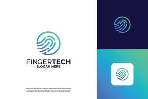 Fingerprint logo design for technology security system vector