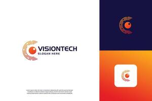 Vision tech logo design for digital security vector