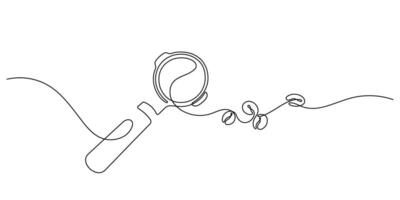 portafilter and coffee beans one line continuous vector