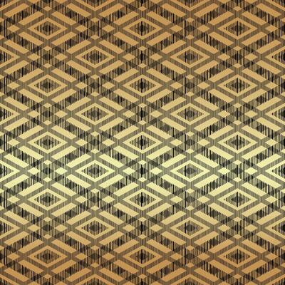 Gold Bronze Geometric Rhombus Seamless Pattern Black Background in Elegant Style