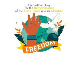 International Day for the Remembrance of the Slave Trade and Abolition Illustration with Broken Handcuff and Flying Dove vector