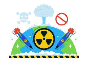 Stop Nuclear Testing with Planet Earth and Bomb in a Cartoon Illustration vector