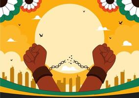 Emancipation Day in Jamaica Design with Waving Flag and Freedom Symbol in Cartoon Background vector