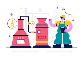 Fermentation Process in a Brewery Illustration with Alcoholic Drink Bottles vector