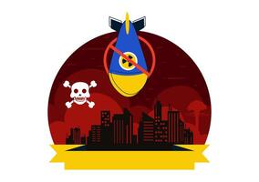 Anti-Nuclear Tests Day with Rocket and Planet Earth in Flat Design vector