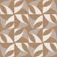 Graphical shapes of half circles and squares in white and beige colors background. Tille seamless pattern. The classic Bauhaus style pattern design vector