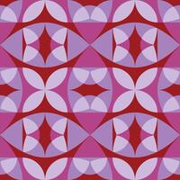 Geometric background with simple shapes ornament with stylized petals. Mosaic seamless pattern for tiled floor. Printing on fabric. Fluorescent neon colors texture. Bauhaus wallpaper vector