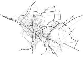 Sapporo city map Japan town streets on the plan. Monochrome line map of the scheme of road. Urban environment, architectural background vector