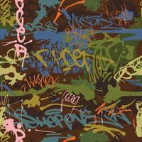 Seamless graffiti background. Scribble tagging style grunge dirty pattern. Street art abstract urban prints, pattern. Hand drawn spray and brush wallpaper vector