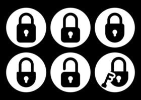 Minimalist Lock and Key Icons With Circle Shape For Dark Mode vector