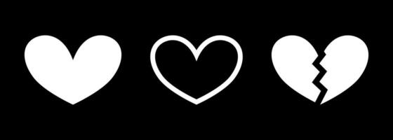 Minimalist Heart and Broken Heart Icons For Dark Mode vector