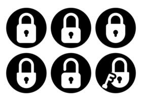 Minimalist Lock and Key Icons With Circle Shape For Light Mode vector
