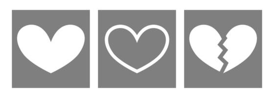 Minimalist Heart and Broken Heart Icons With Square Shape vector