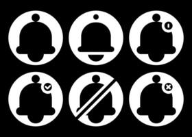 Notification Bell Icon Set With Circle Shape For Dark Mode vector