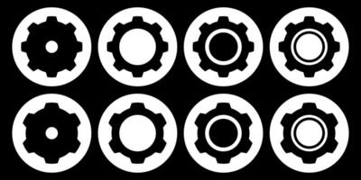 Simple Setting Icon Set With Circle Shape For Dark Mode vector