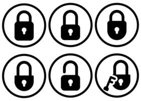 Minimalist Lock and Key Icons With Circle Line For Light Mode vector