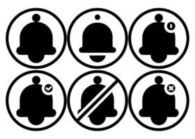 Notification Bell Icon Set With Circle Line For Dark Mode vector