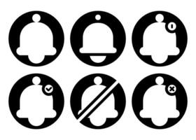 Notification Bell Icon Set With Circle Shape For Light Mode vector
