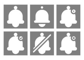 Notification Bell Icon Set With Square Shape vector