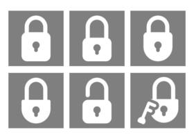 Minimalist Lock and Key Icons With Square Shape vector