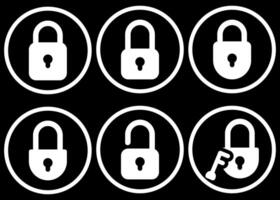 Minimalist Lock and Key Icons With Circle Line For Dark Mode vector
