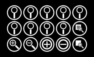 Search Icon Set with Circle Outline vector
