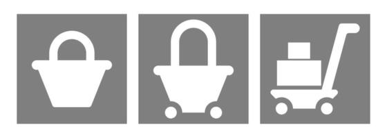 Minimalist Shopping Cart and Basket Icons With Square Shape vector