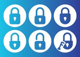 Minimalist Lock and Key Icons Print vector