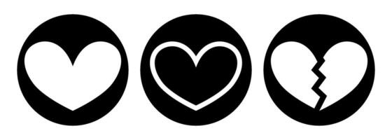 Minimalist Heart and Broken Heart Icons With Circle Shape For Light Mode vector