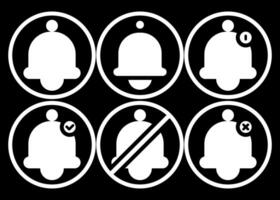 Notification Bell Icon Set With Circle Line For Dark Mode Or Light Mode vector