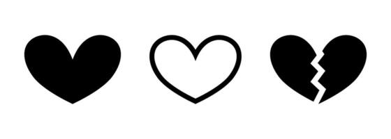 Minimalist Heart and Broken Heart Icons For Light Mode vector