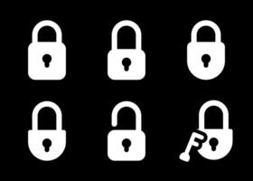 Minimalist Lock and Key Icons Dark Mode vector