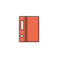 A simple and elegant flat illustration of an orange file folder or document binder. Perfect for office-related design themes, web icons, apps, educational materials, and infographics. vector