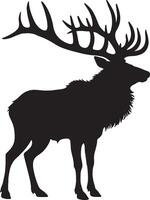 Silhouette of a majestic elk standing tall with its impressive antlers displayed vector