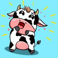 Laughing funny cow on cartoon style with isolated background vector