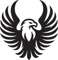 A stylized black and white illustration of an eagle with wings spread wide open vector