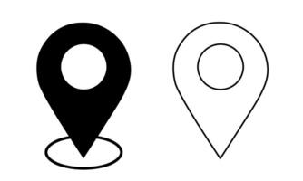 Minimalist black and white location pin icons with circular base design vector