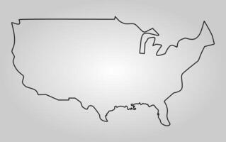 Simple minimalist outline of the contiguous united states map on a light background vector