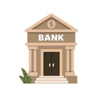 Flat Design Bank Building with Classic Columns and Dollar Symbol vector