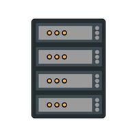 Flat server rack icon data center hardware and network storage vector