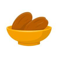 Bowl of Dates in Flat Style Illustration vector