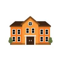 Flat Illustration of a School Building with Trees vector