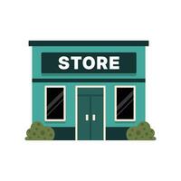 Flat Illustration of Store Building Front on White Background vector