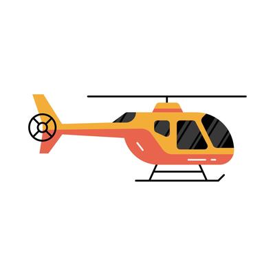 Flat Illustration of a Yellow and Red Helicopter